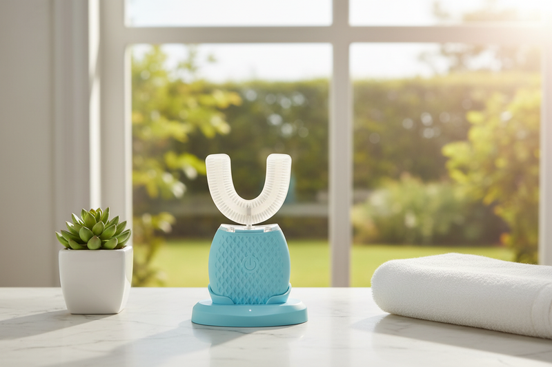 Dentra OmniBrush - Blue on marble counter