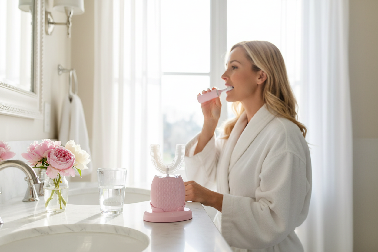 Dentra OmniBrush - Pink lifestyle in use