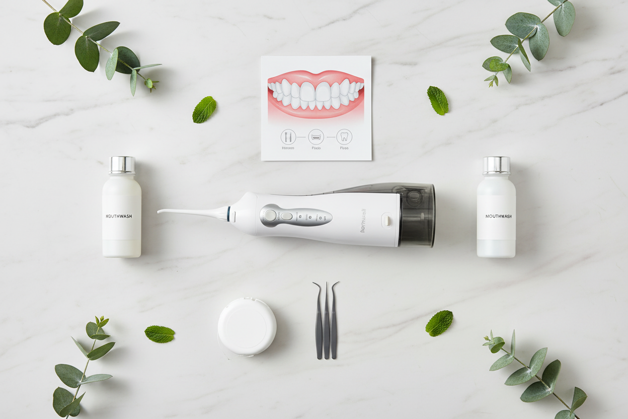 Mornwell Oral Irrigator flat lay