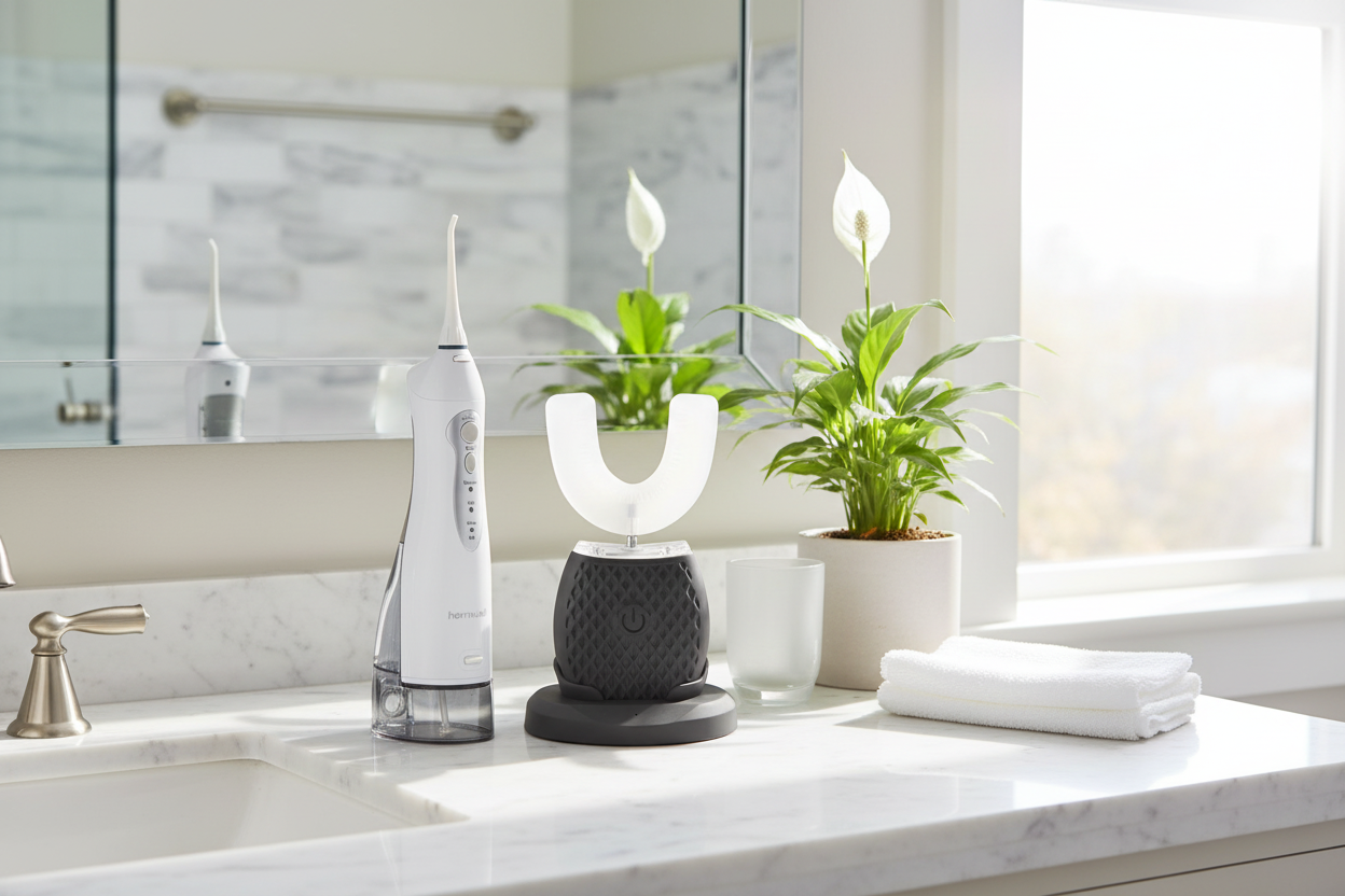 Premium oral care setup - left positioned